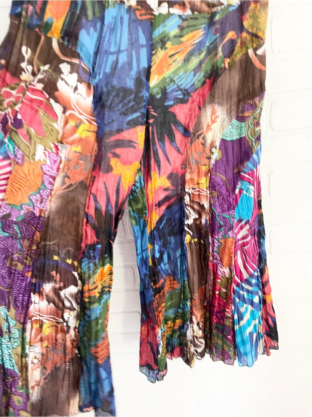 Y2K Patchwork Culotte Flare Pants Art To Wear Cotton Statement Sz S - Picture 10 of 16